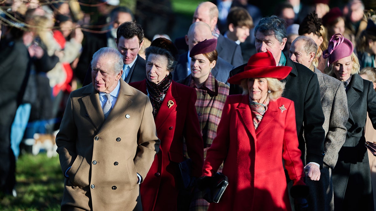 The royal family walking together during Christmas Day in the U.K.