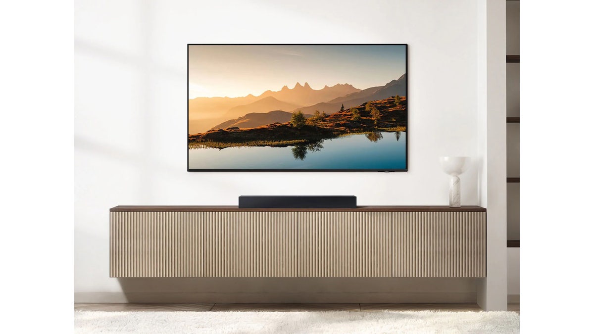 Samsung’s soundbar comes with a powerful subwoofer.