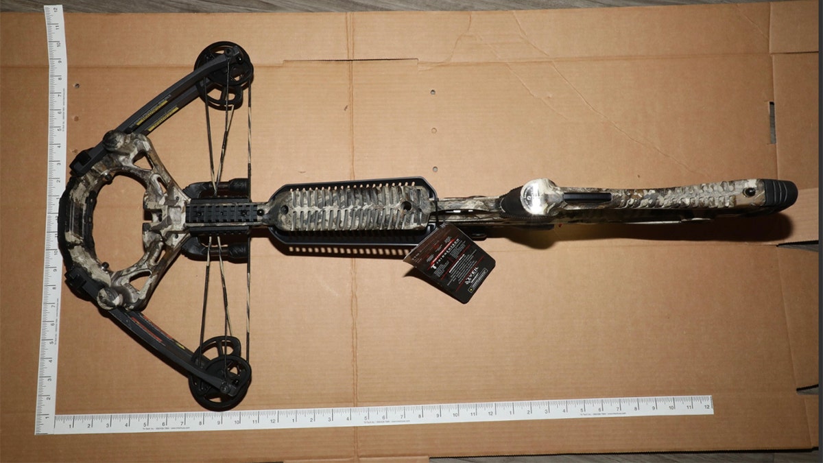 Crime scene evidence photo of crossbow