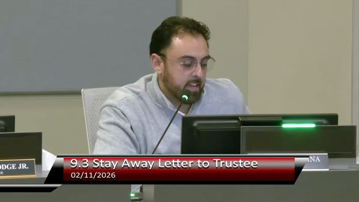 Gabe Medina talking during school board meeting