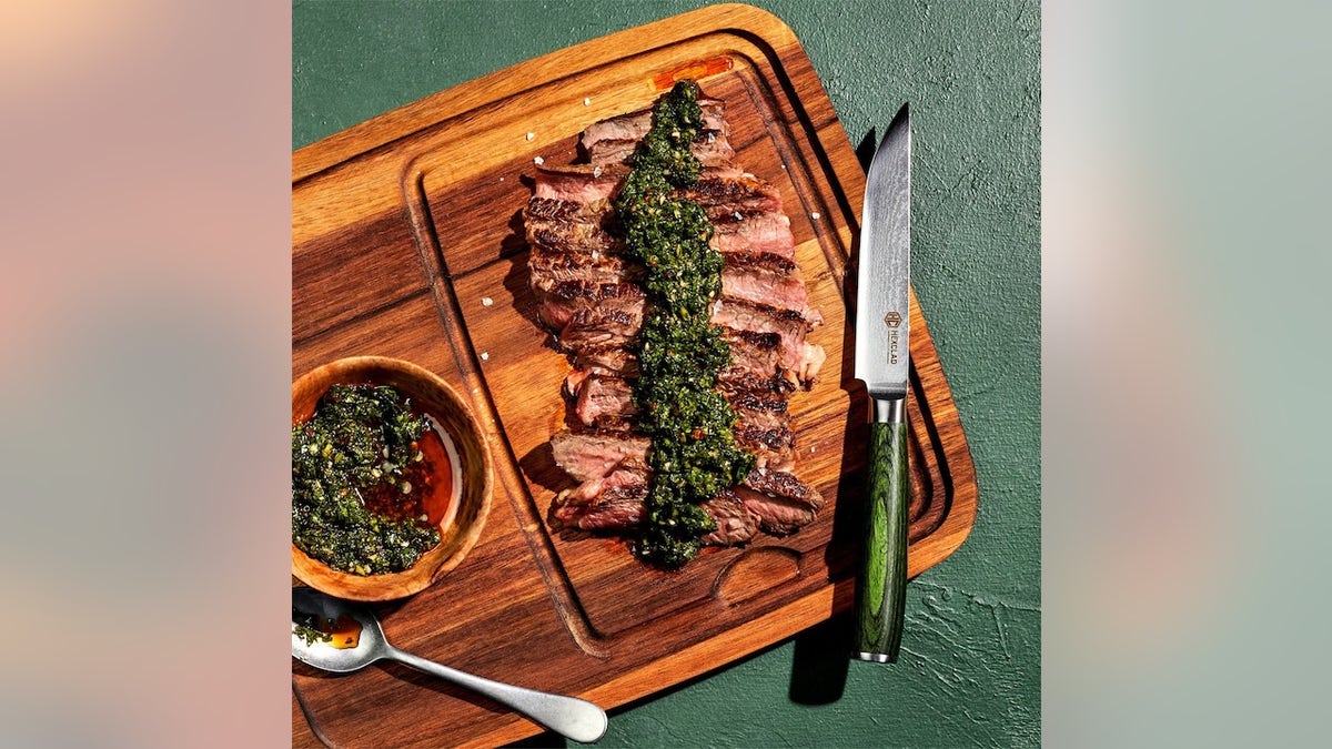Use this plate and knife set every time you eat steak.