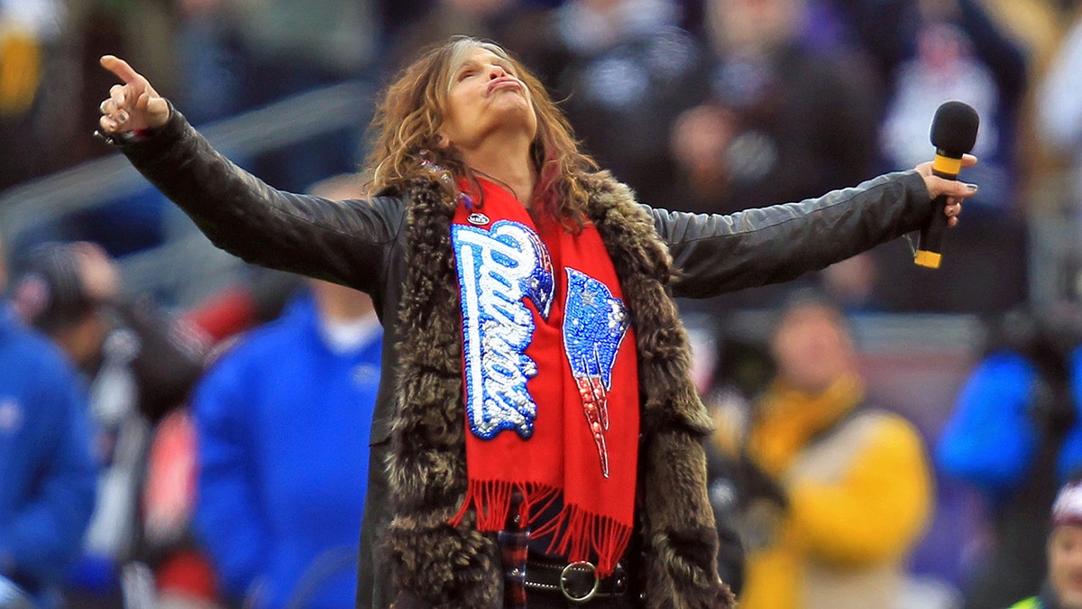 Steven Tyler at a Patriots game in January 2012.