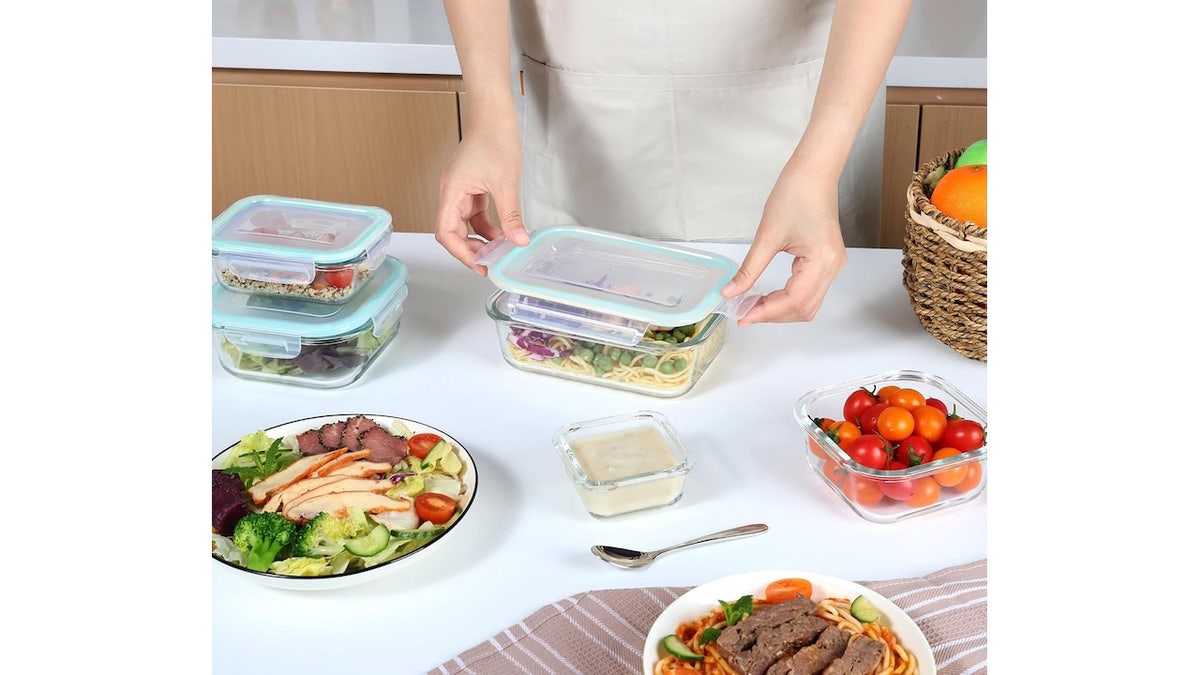 Grab these glass containers that resist stains and odors.