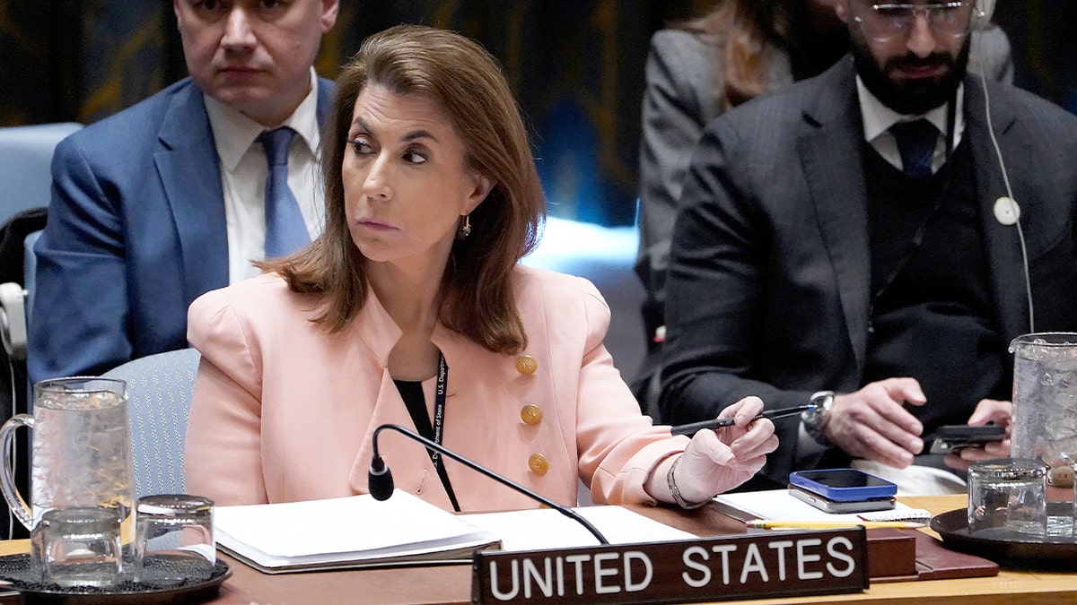 U.S. representative to the United Nations Tammy Bruce listens during a Security Council meeting in New York.