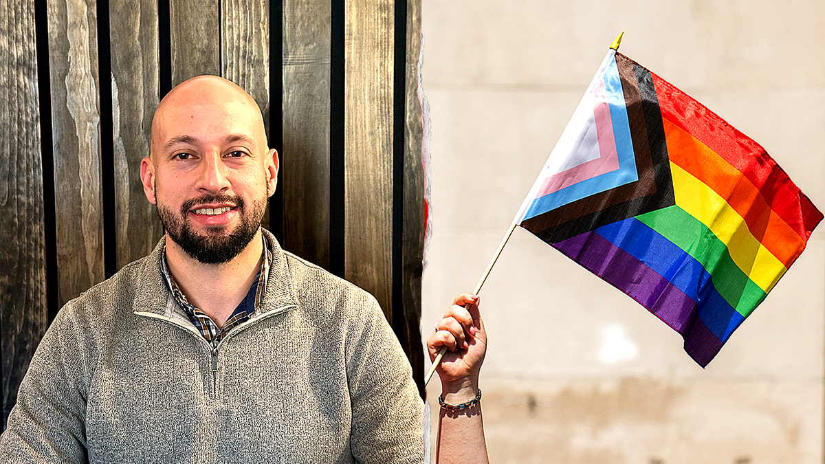 Nashville teacher Eric Rivera and LGBT pride flag
