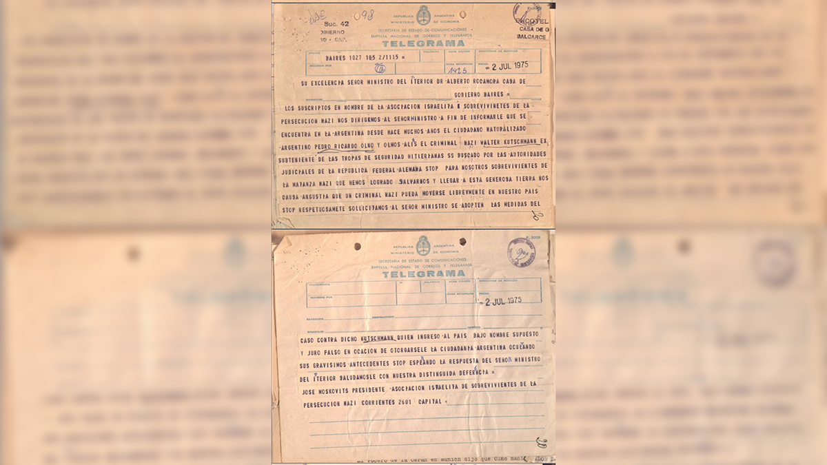 Un telegramma del 1975 esorta l'Argentina ad agire contro il fuggitivo nazista