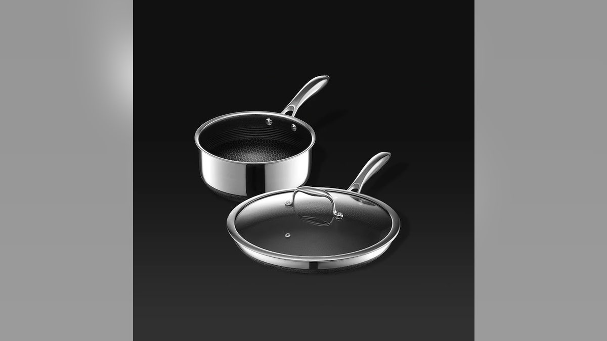 The bundle comes with a fry pan and sauce pot.