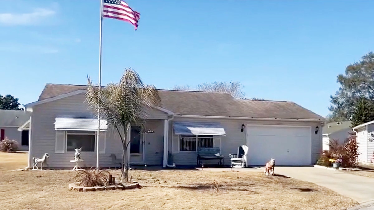 House in The Villages with an American flag.