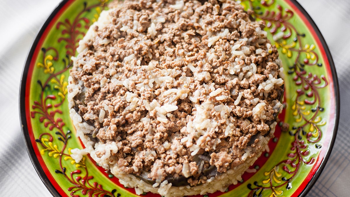 Ground beef and white rice