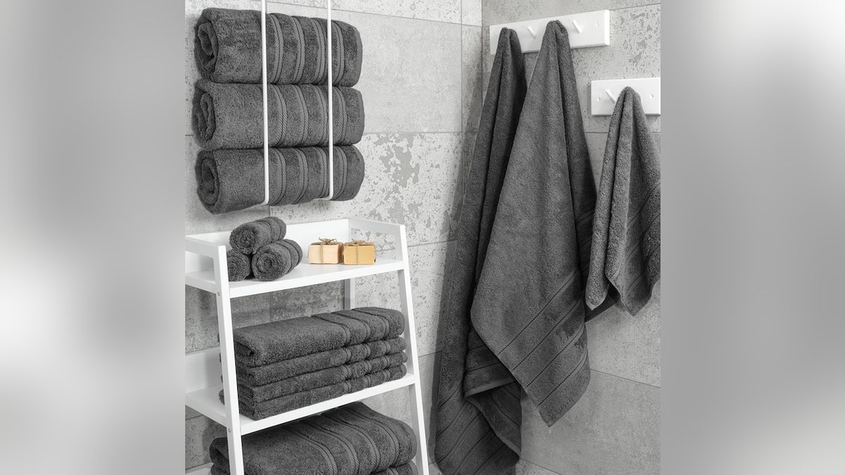 Dry off with plush cotton towels in fresh colors.