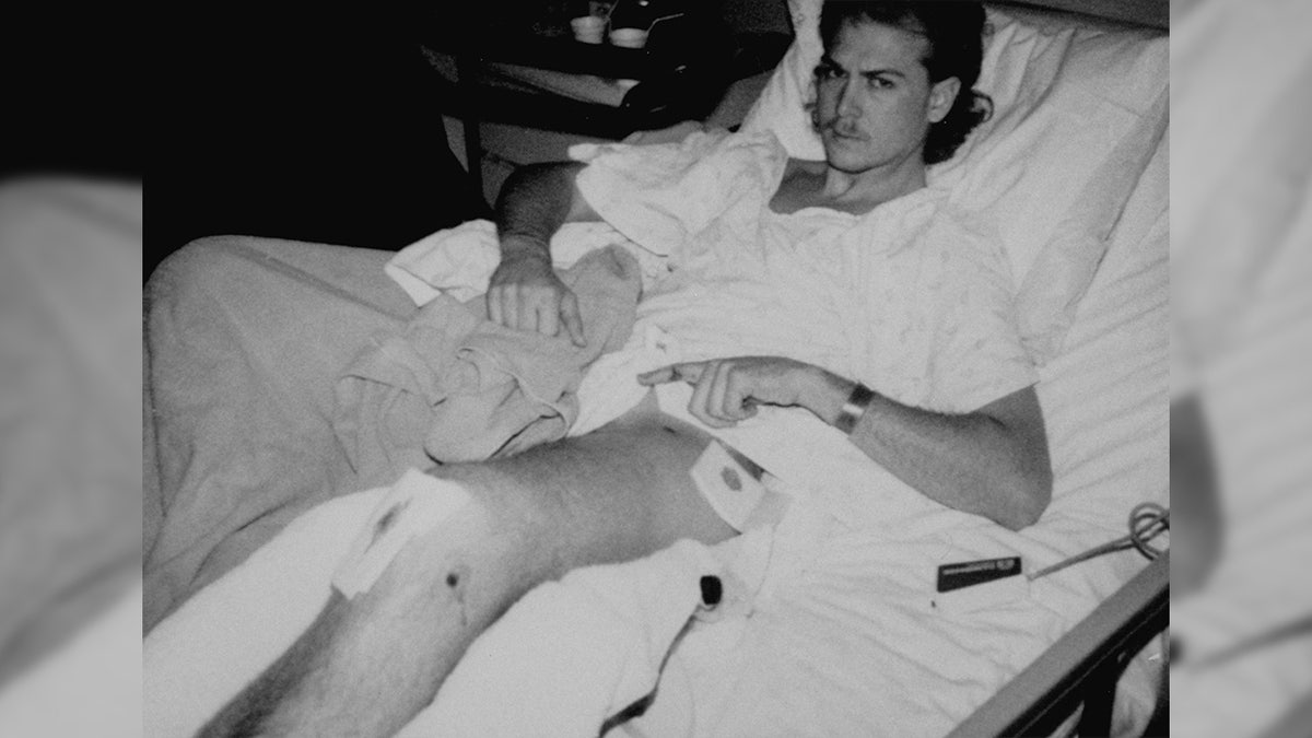 Tracy Lawrence in hospital bed