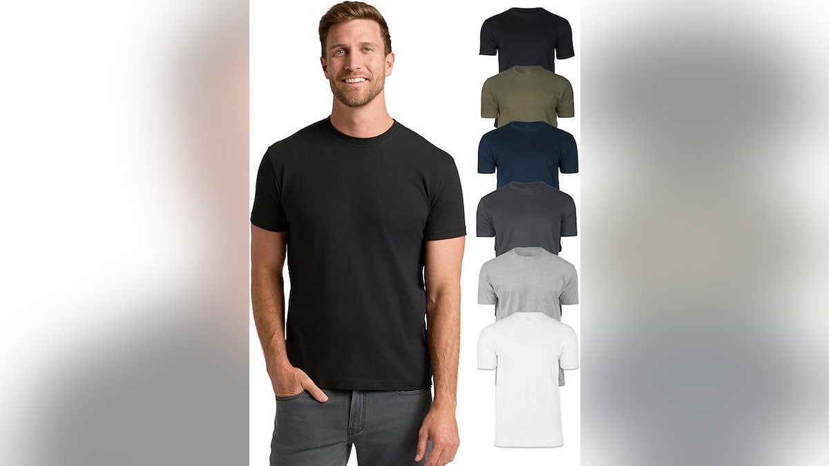 These athletic-fit T-shirts hold their shape.