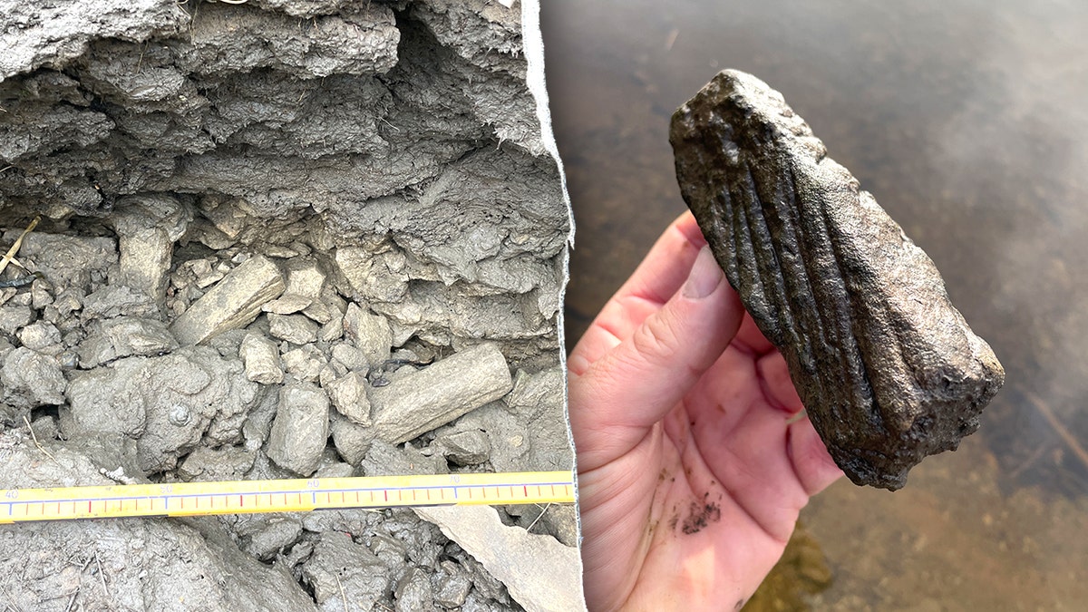 Split images of whetstones at site