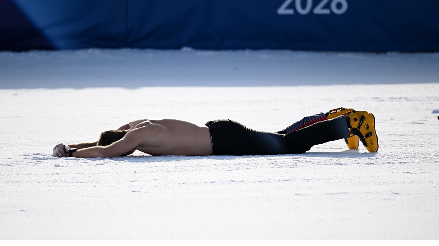 Austrian snowboarder strips down in cold temperatures during wild celebration after winning Olympic gold