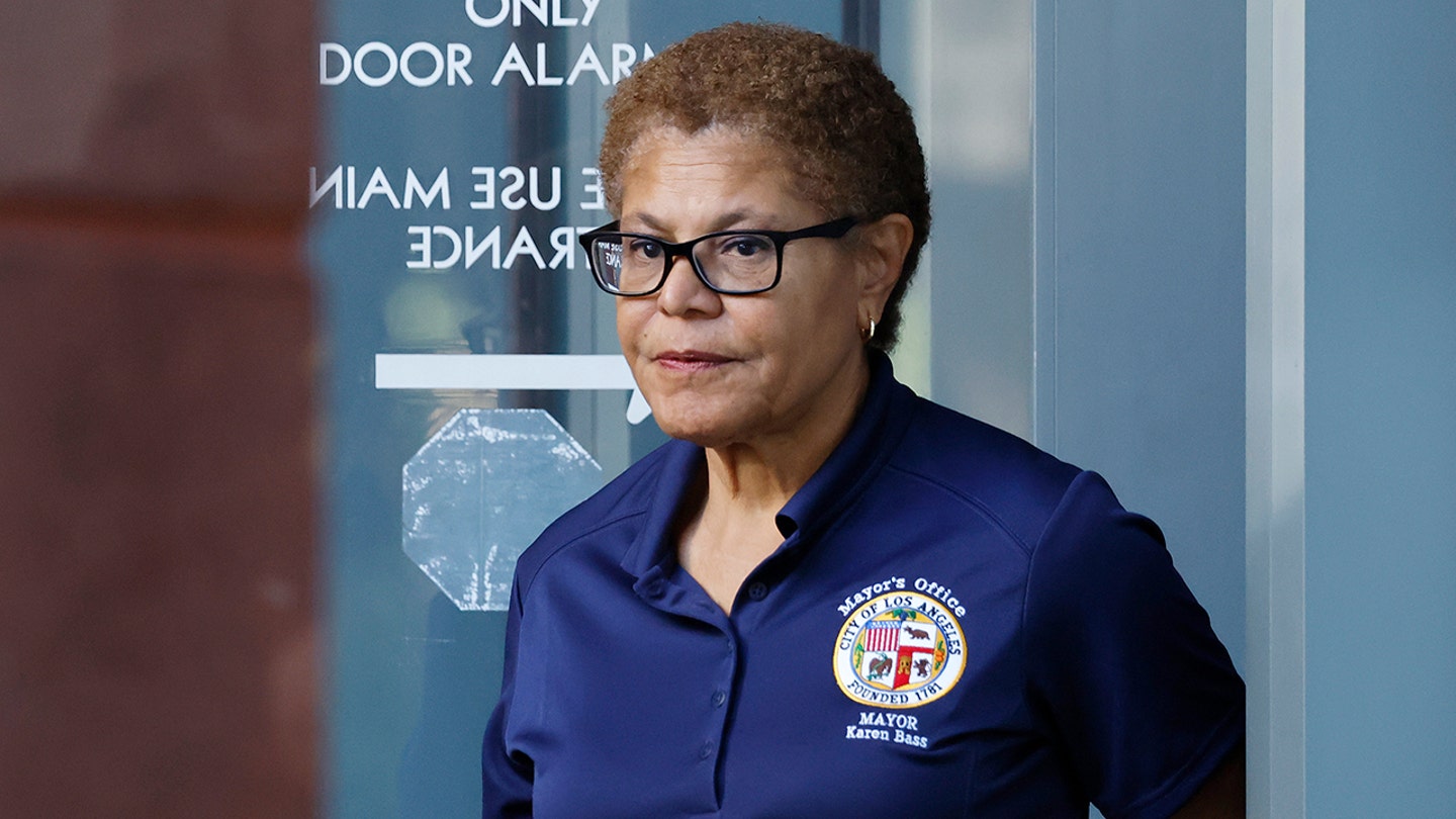 Los Angeles Mayor Karen Bass prior to speaking to media in support of journalist Don Lemon outside federal court on Jan. 30, 2026, in Los Angeles, Calif.
