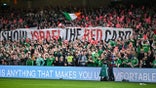 Dublin , Ireland - 6 September 2025; Republic of Ireland supporters make their feelings know as they protest against Israel before the FIFA World Cup 2026 Group F qualifying match between Republic of Ireland and Hungary at the Aviva Stadium in Dublin.