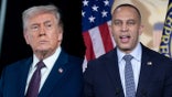 President Donald Trump and House Democratic Leader Hakeem Jeffries in a split image