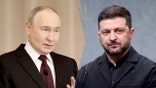 A split of Russian President Vladimir Putin and Ukrainian President Volodymyr Zelenskyy.
