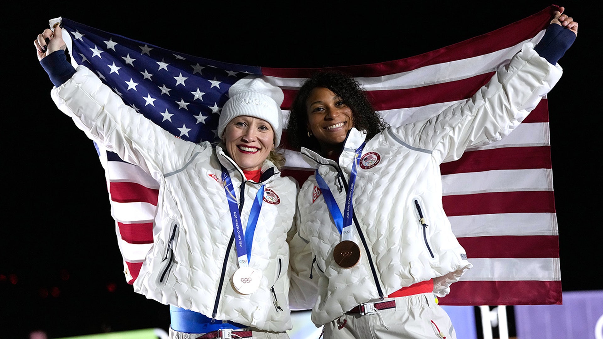 Jasmine Jones and Kaillie Humphries celebrate