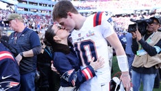 Patriots’ Drake Maye shares heartfelt sideline moment with wife Ann Michael before Super Bowl debut