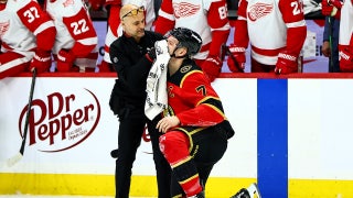 Team USA star Brady Tkachuk bloodied after hit, receives game misconduct in NHL return