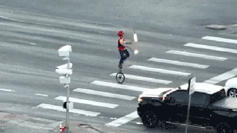 Police drone captures moment fire-juggling unicyclist enters traffic - Fox News