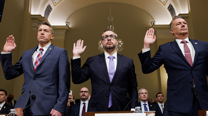 Rodney Scott, commissioner of U.S. Customs and Border Protection, Joseph Edlow, director of U.S. Citizenship and Immigration Services and Todd Lyons, acting director of the U.S. Immigration and Customs Enforcement