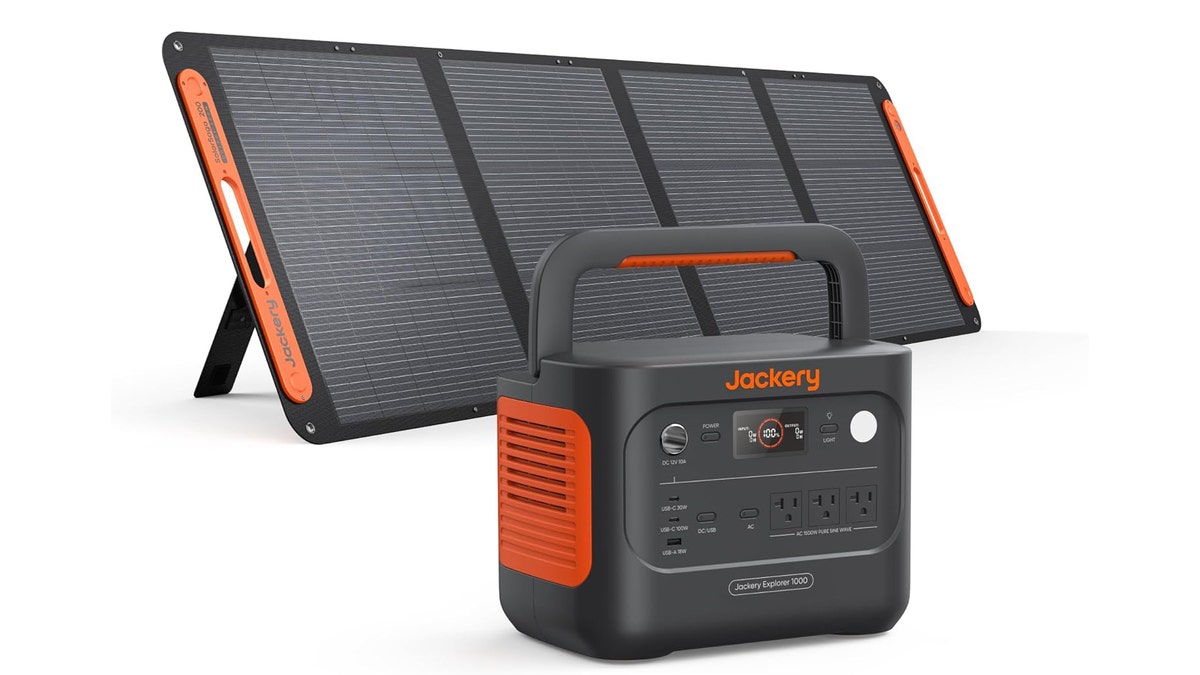Charge the Jackery generator with a solar panel or traditional AC outlet. 
