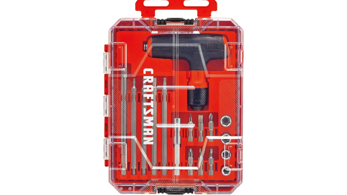 A convenient case holds the pieces for easy storage.