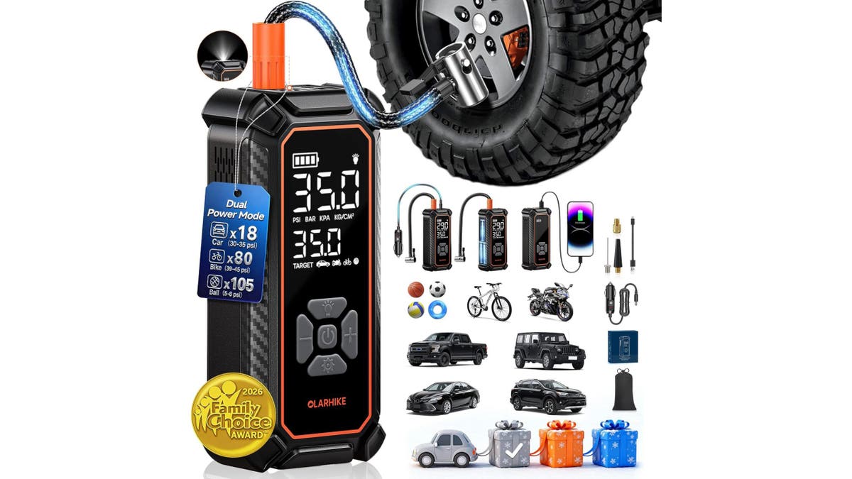 Store this inflator in your car for flat tires. 