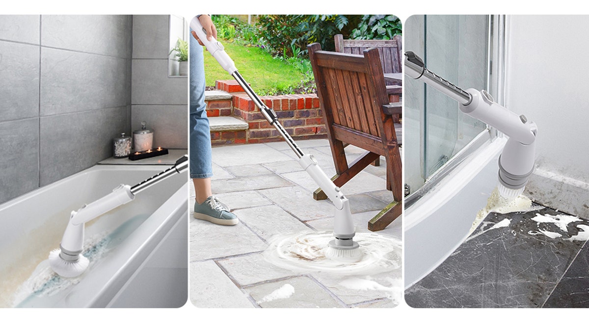 Eliminate messes with this scrubber that has an extendable handle.