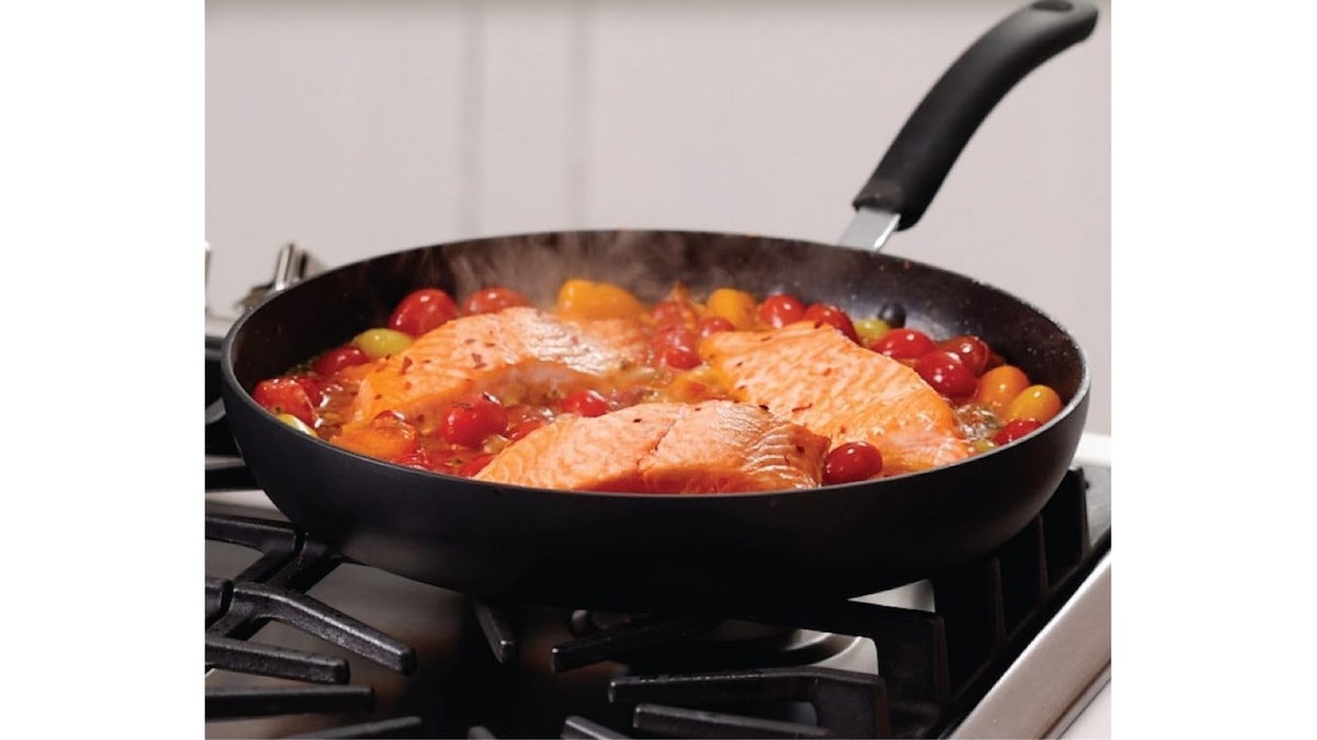 Use the large skillet in this set to prepare family meals.