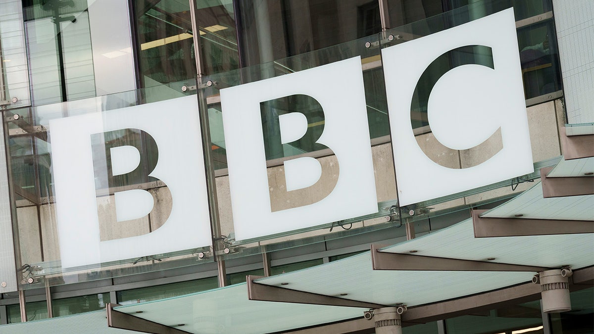 BBC logo outside Broadcasting House in London.