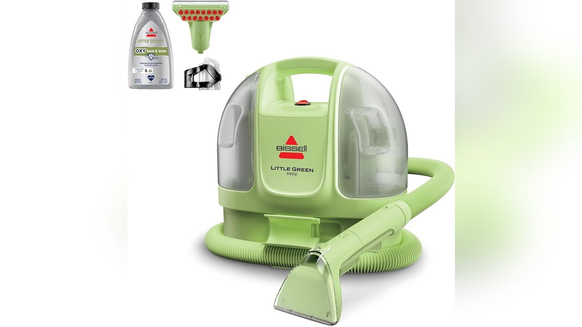Use Bissell’s cleaning spray to tackle difficult stains.