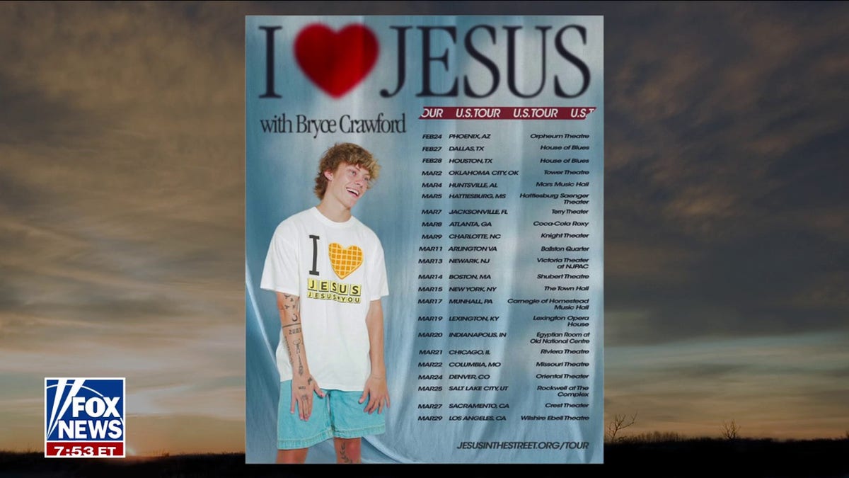 A flyer of Bryce Crawford's "I Love Jesus" tour