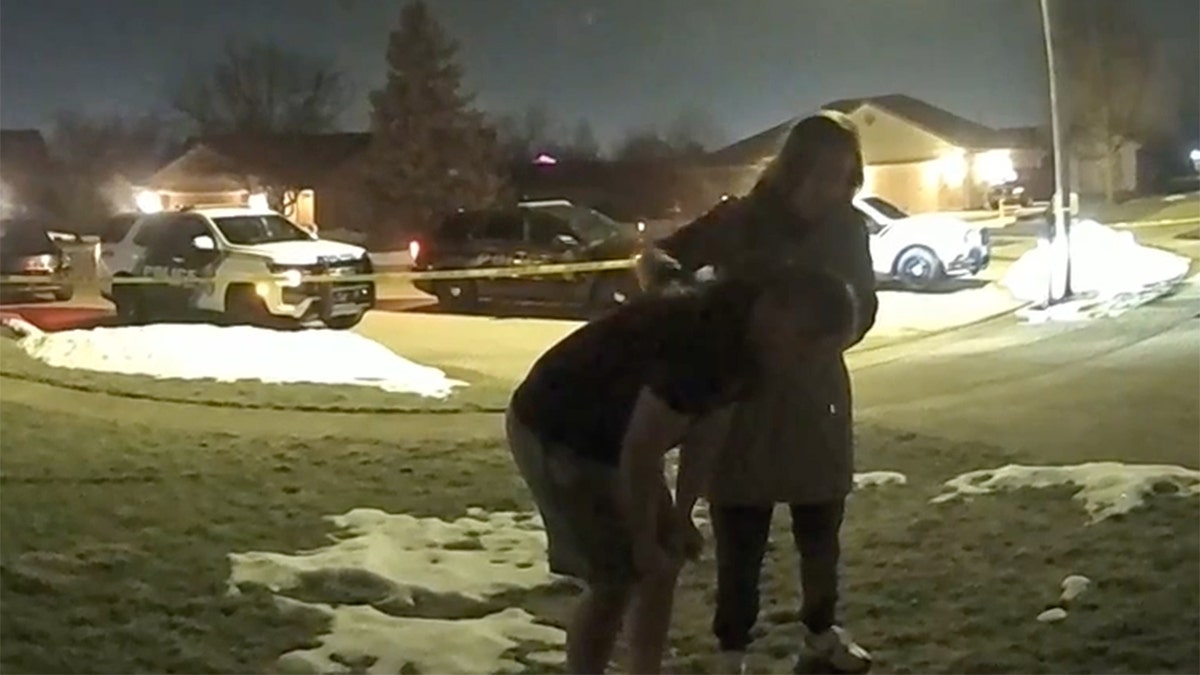 Body camera footage showing Caleb Flynn outside his Tipp City Ohio home after police responded to a 911 call about his wife Ashley Flynn being shot