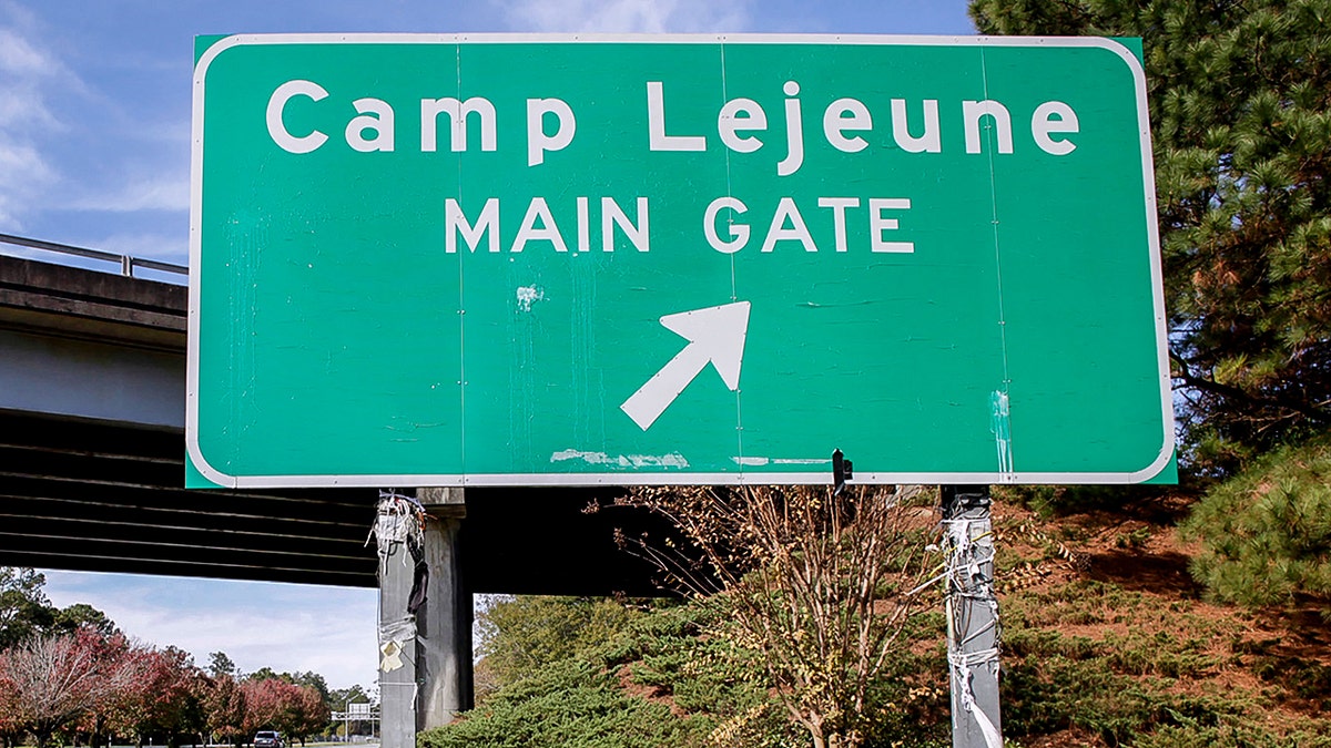 Camp Lejeune highway sign photo.