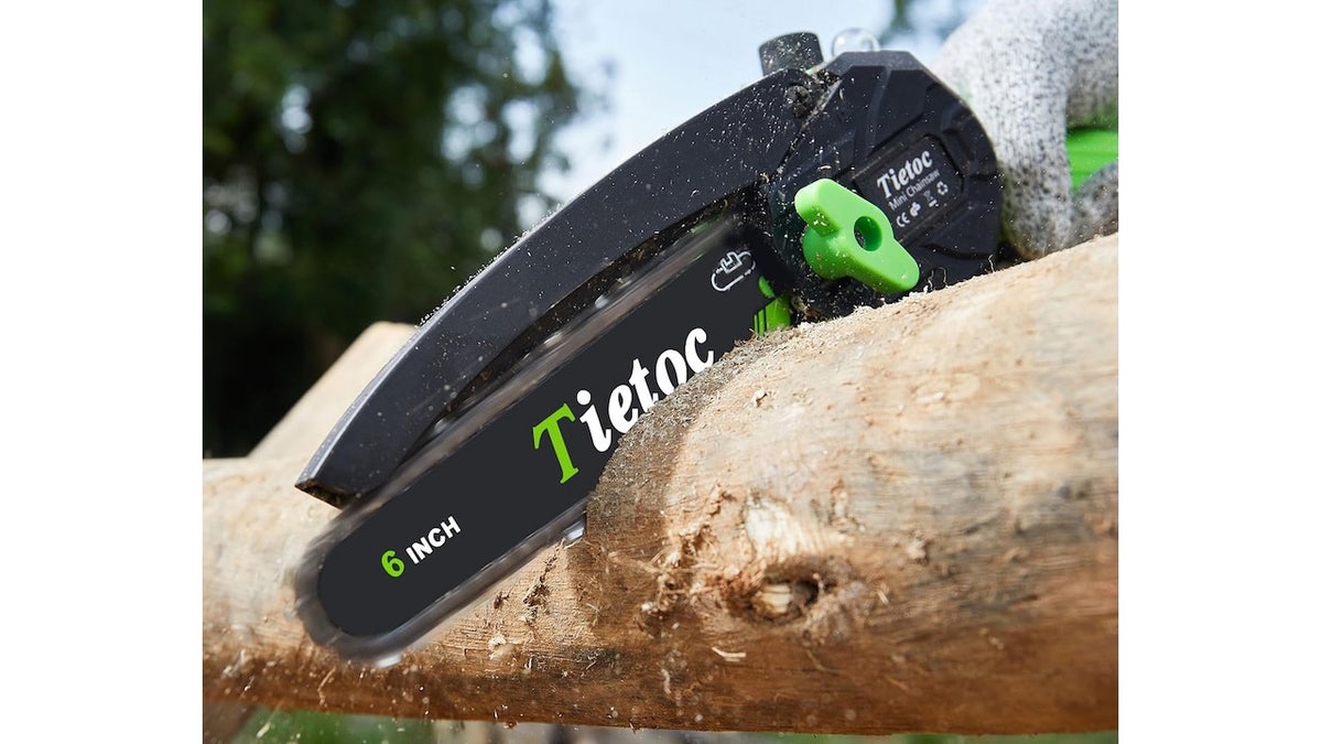 Use this mini chainsaw for yard work.