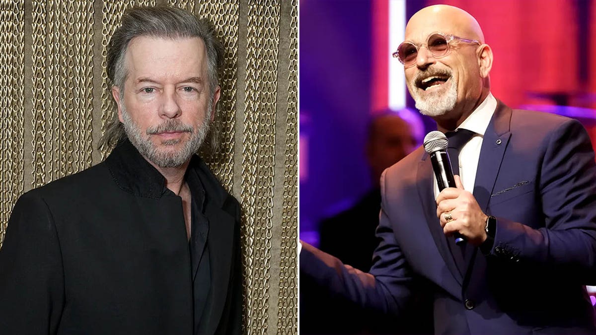 A split image of David Spade and Howie Mandel
