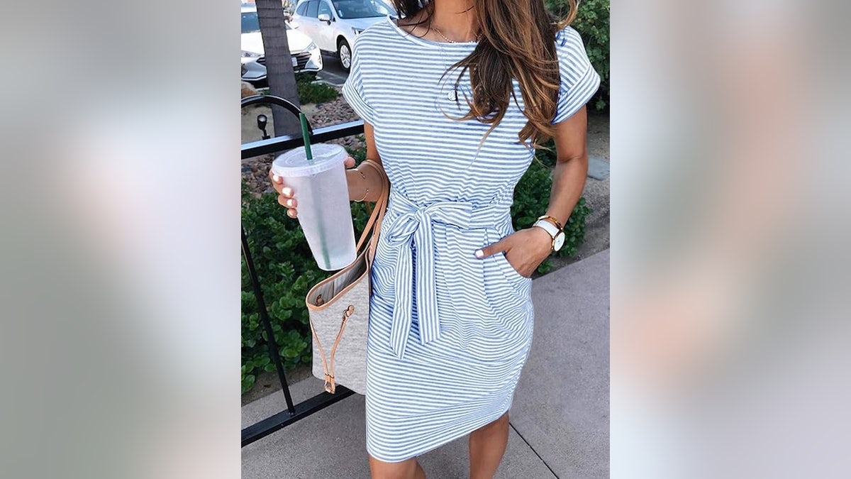 A belted waist and side pockets add a more polished look.