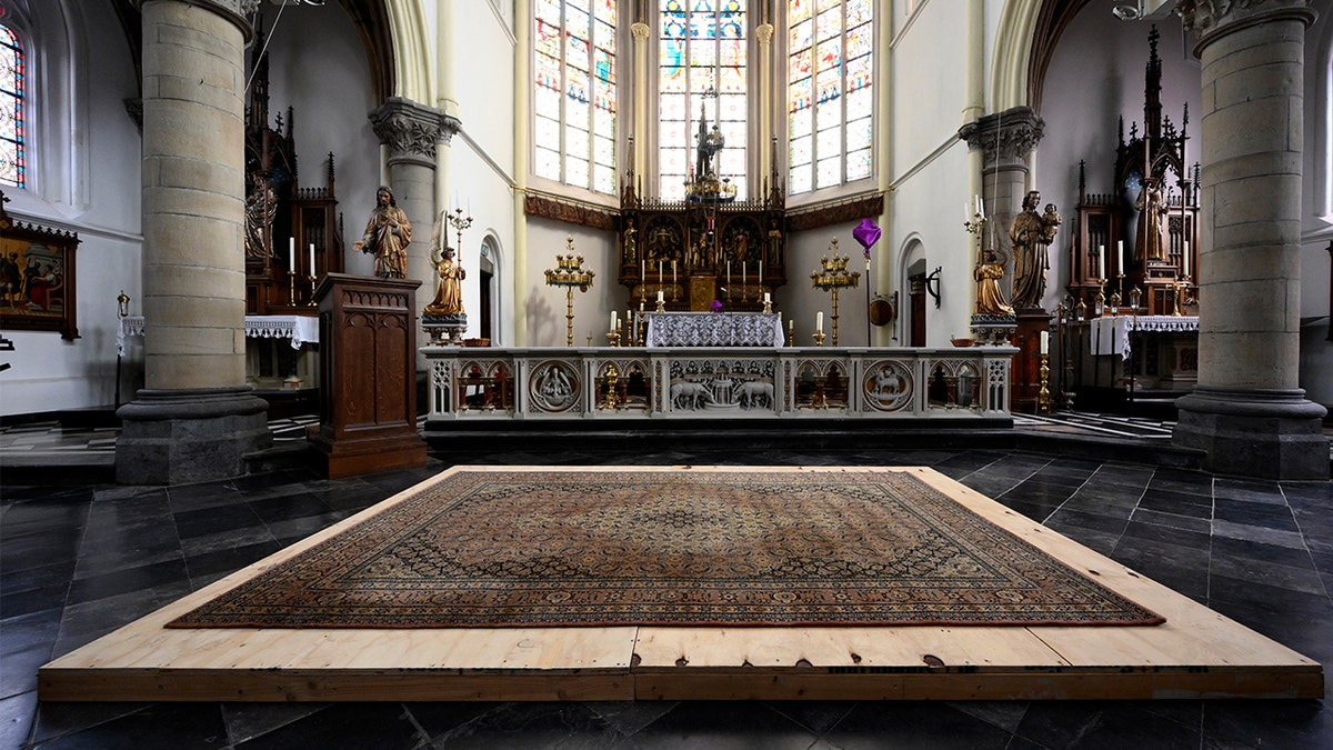 View of covered hole in church