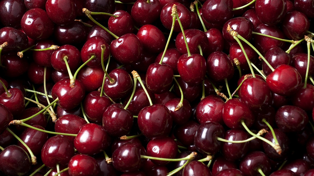 Black cherries on display