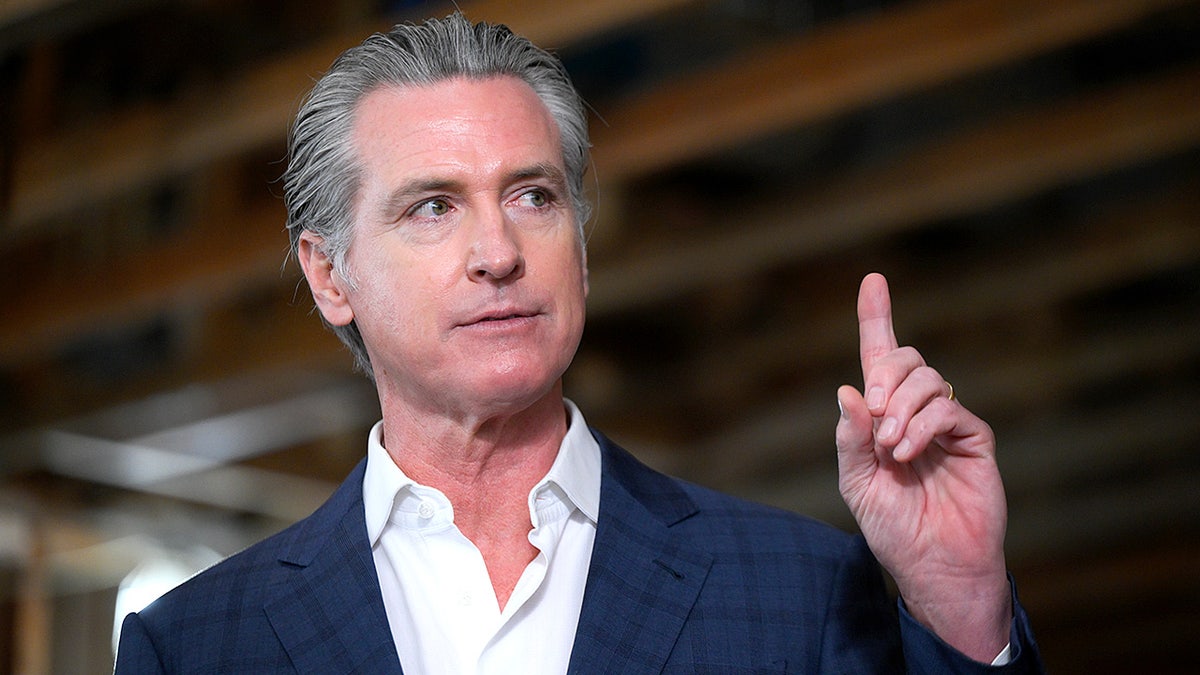 Gavin Newsom speaks at press conference in California.
