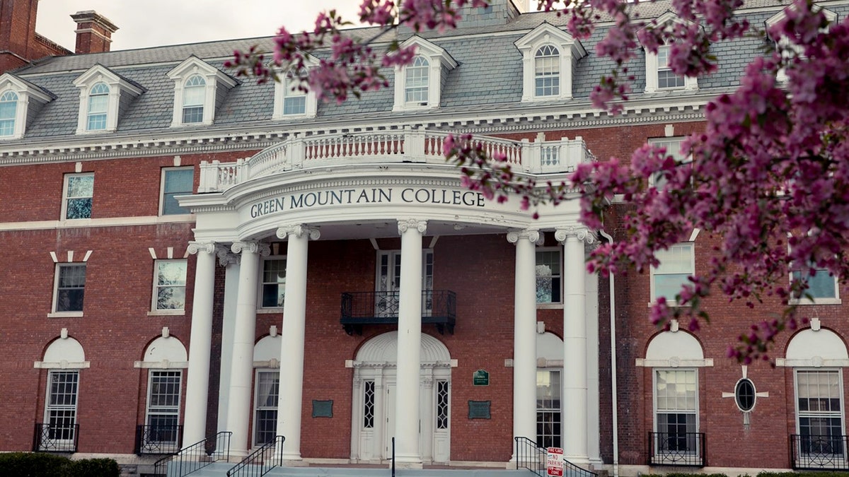 The facade of a building at the former Green Mountain College in Vermont.