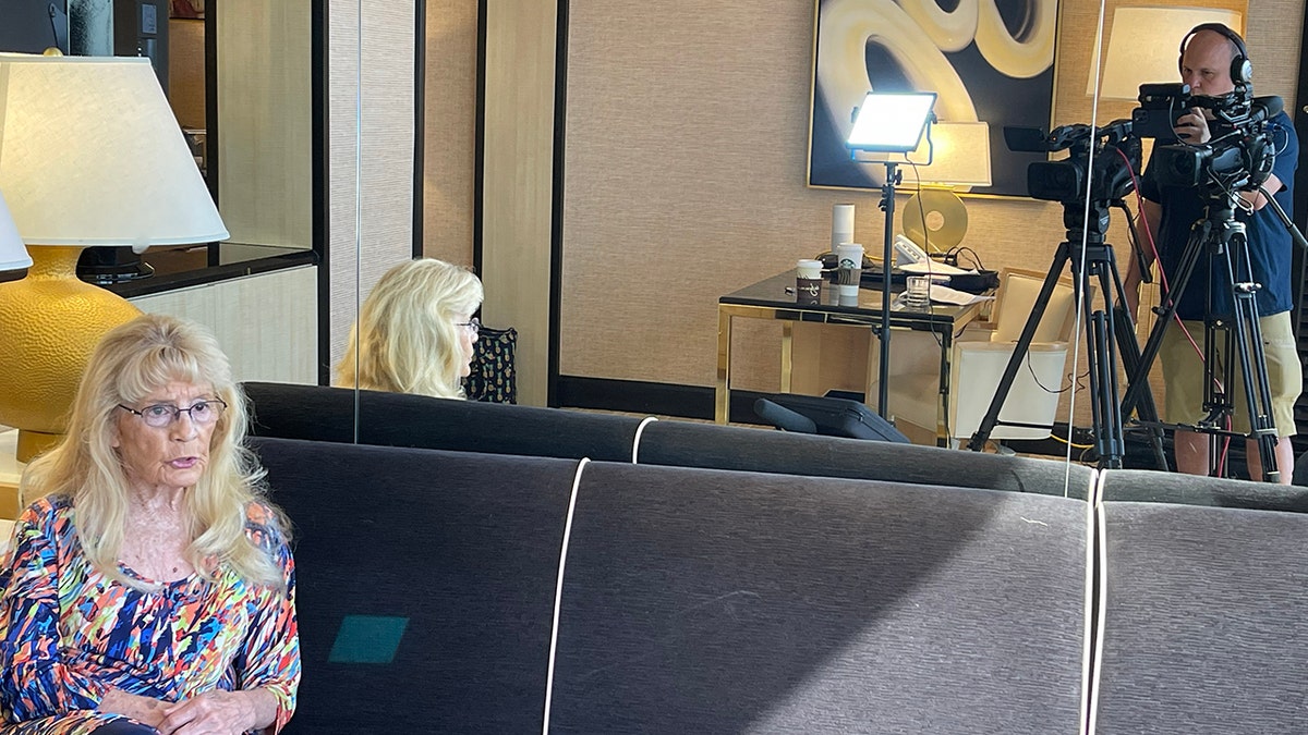 Heather O'Rourke's mother Kathleen being interviewed.