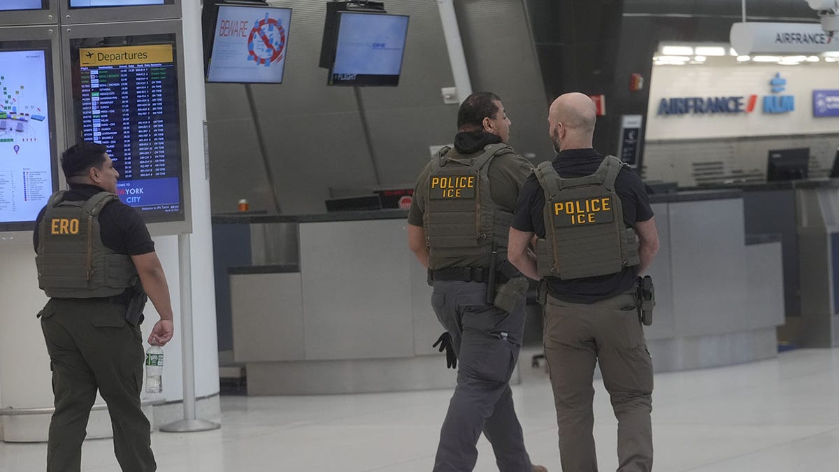 ICE agents astatine  JFK airport.