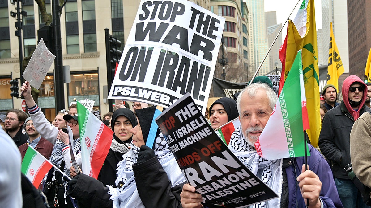 Protesters march in Chicago over Middle East policy.