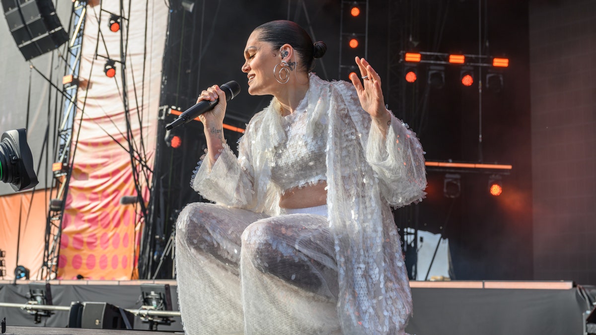 Jessie J performing onstage during Radio 2 In The Park at Hylands Park.