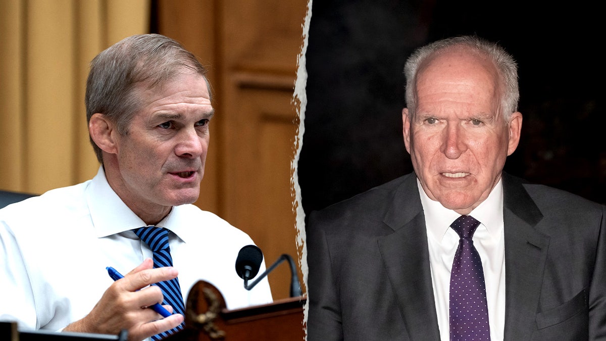 Rep. Jim Jordan and former CIA Director John Brennan in a split image