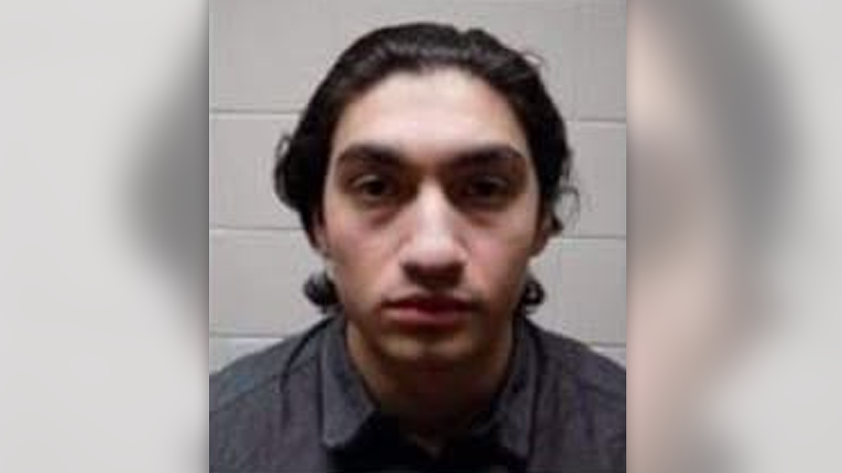 Joshua Martinez wearing a gray shirt with his hair combed back in a 2020 booking photo from the Almador County Sheriff's Department